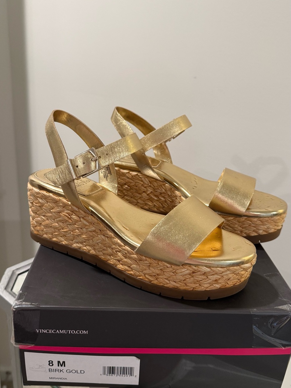Vince Camuto Gold Espadrille Wedge Sandals